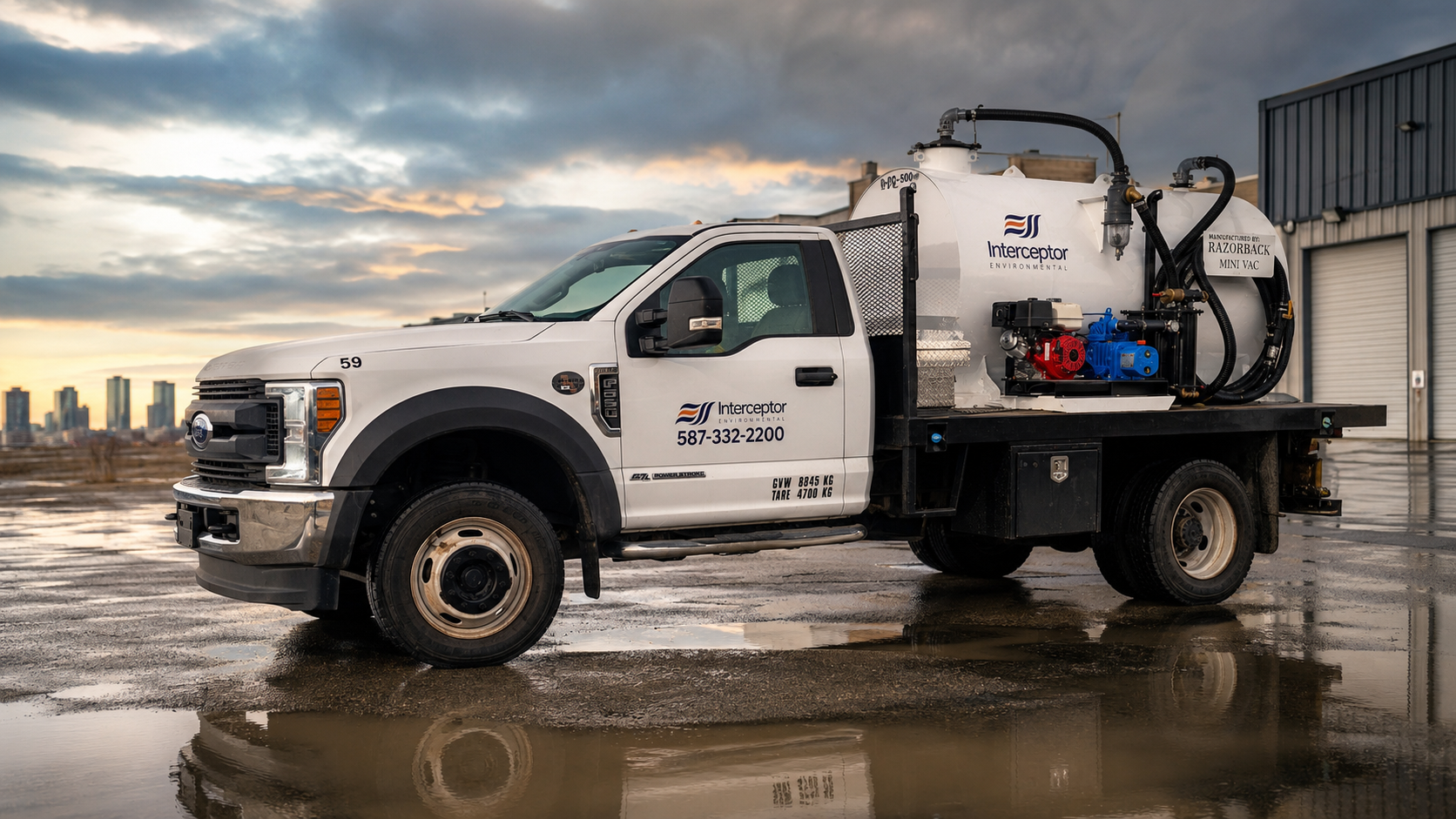 Interceptor Environmental vacuum truck on site in Calgary